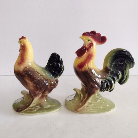 Vintage 1950s Royal Windsor Chickens Rooster & Hen Ceramic Figurines - Picture 1 of 10